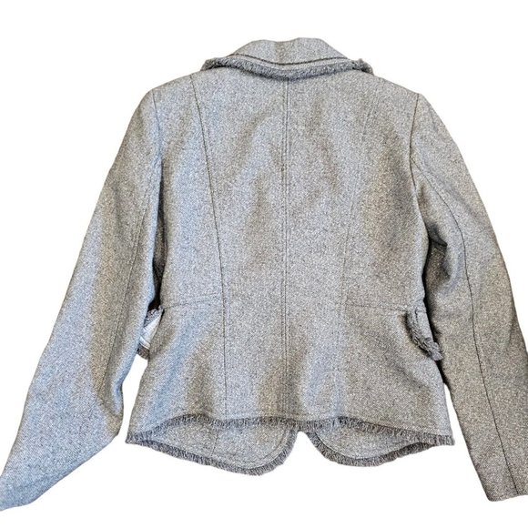 Y2K‎ Cache 6 8 Gray Silver Boucle Tweed Blazer Chain Detail Sparkle Business - Picture 6 of 13
